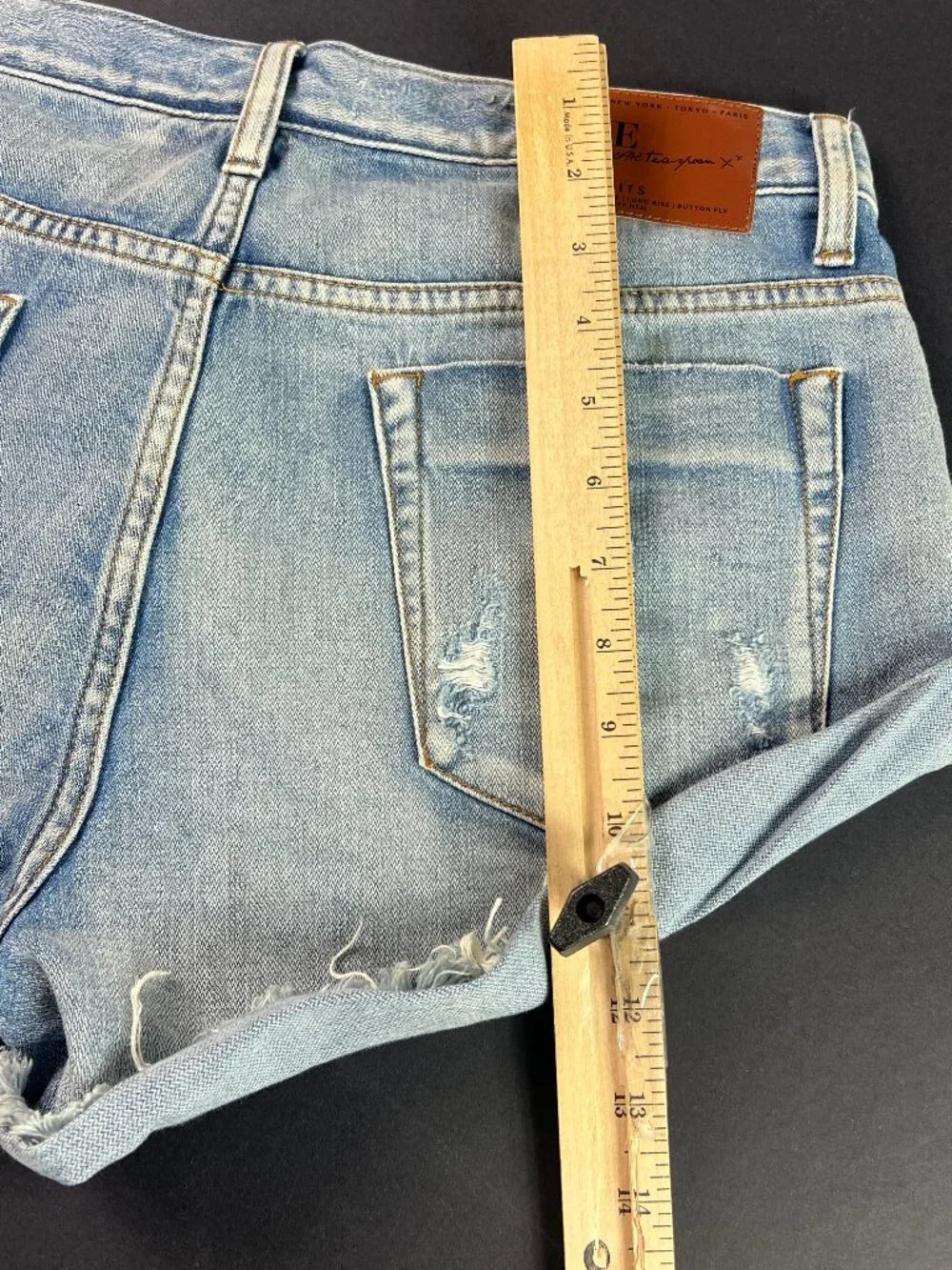 One Teaspoon Shorts Women's 33* Bandits Twisted Cuff Blue Denim Jorts Tag 29